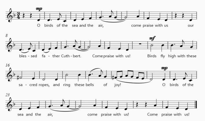 Aves Beati Cuthberti hymn, St. Cuthbert
